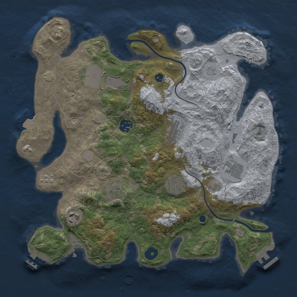 Rust Map: Procedural Map, Size: 3500, Seed: 12453861, 14 Monuments