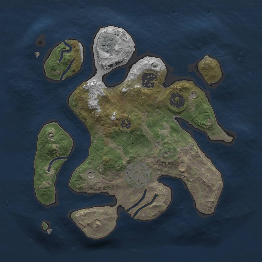 Rust Map: Procedural Map, Size: 2500, Seed: 666666, 12 Monuments