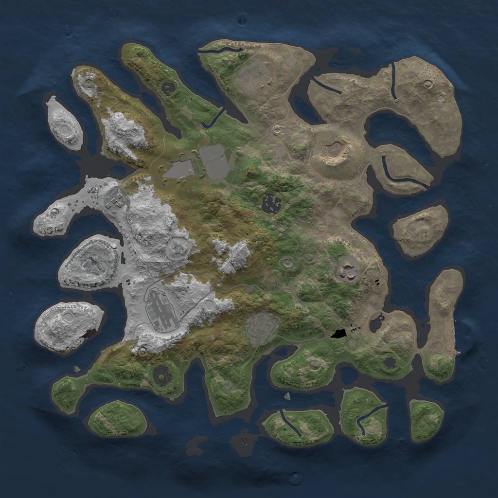 Rust Map: Procedural Map, Size: 3700, Seed: 836429099, 18 Monuments