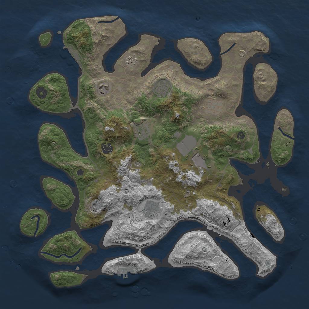 Rust Map: Procedural Map, Size: 4000, Seed: 2304426, 19 Monuments