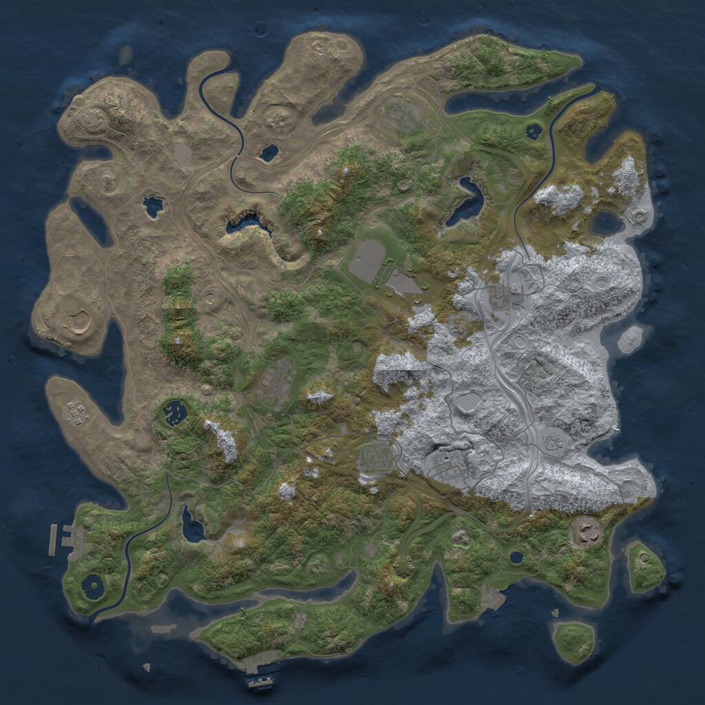 Rust Map: Procedural Map, Size: 4500, Seed: 299051390, 16 Monuments