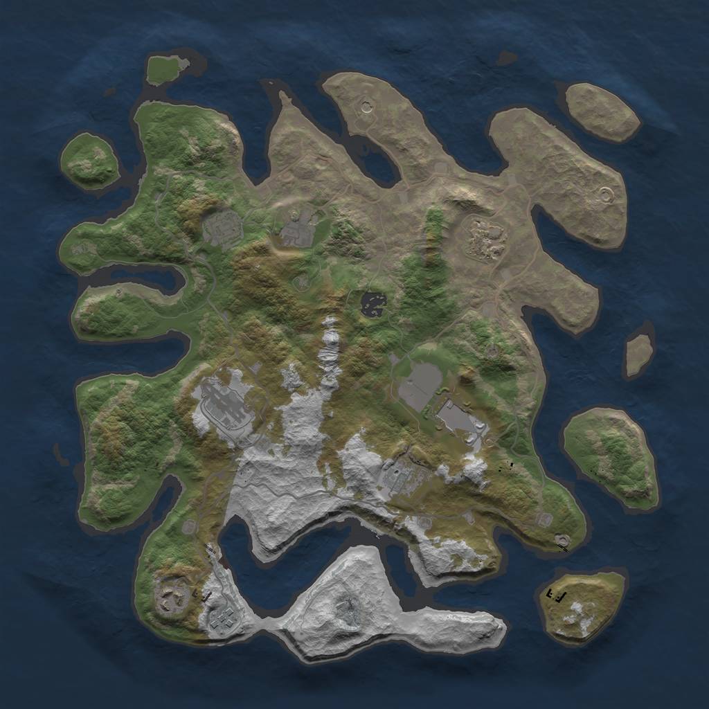 Rust Map: Barren, Size: 4000, Seed: 1683478470, 12 Monuments
