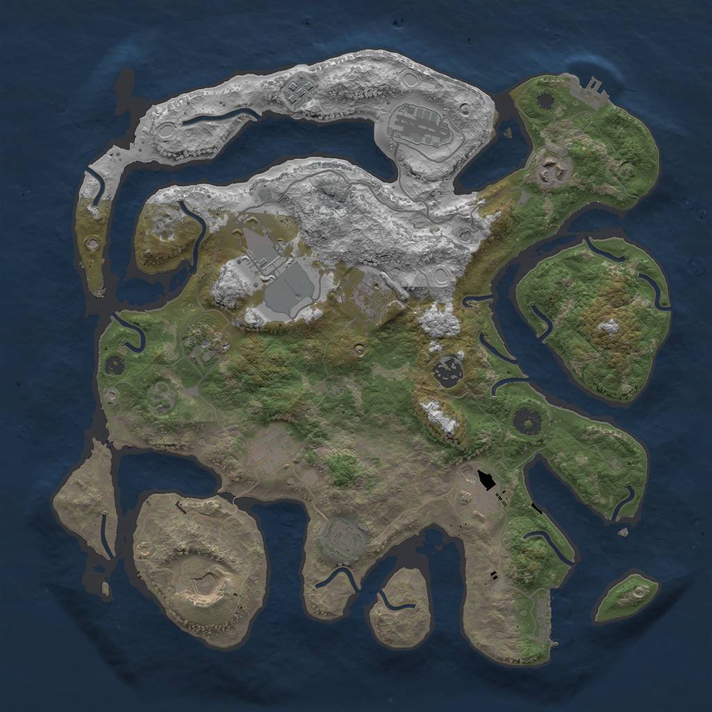 Rust Map: Procedural Map, Size: 3750, Seed: 303011332, 22 Monuments