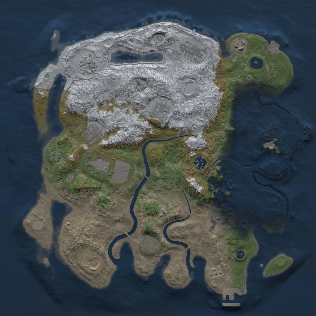 Rust Map: Procedural Map, Size: 3750, Seed: 303011332, 17 Monuments
