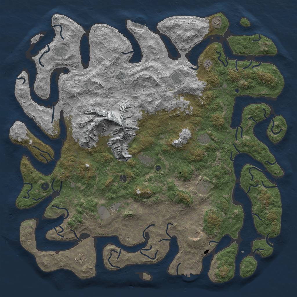 Rust Map: Procedural Map, Size: 6000, Seed: 30032710, 22 Monuments