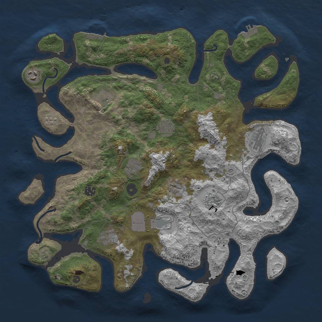 Rust Map: Procedural Map, Size: 4250, Seed: 1809402357, 21 Monuments