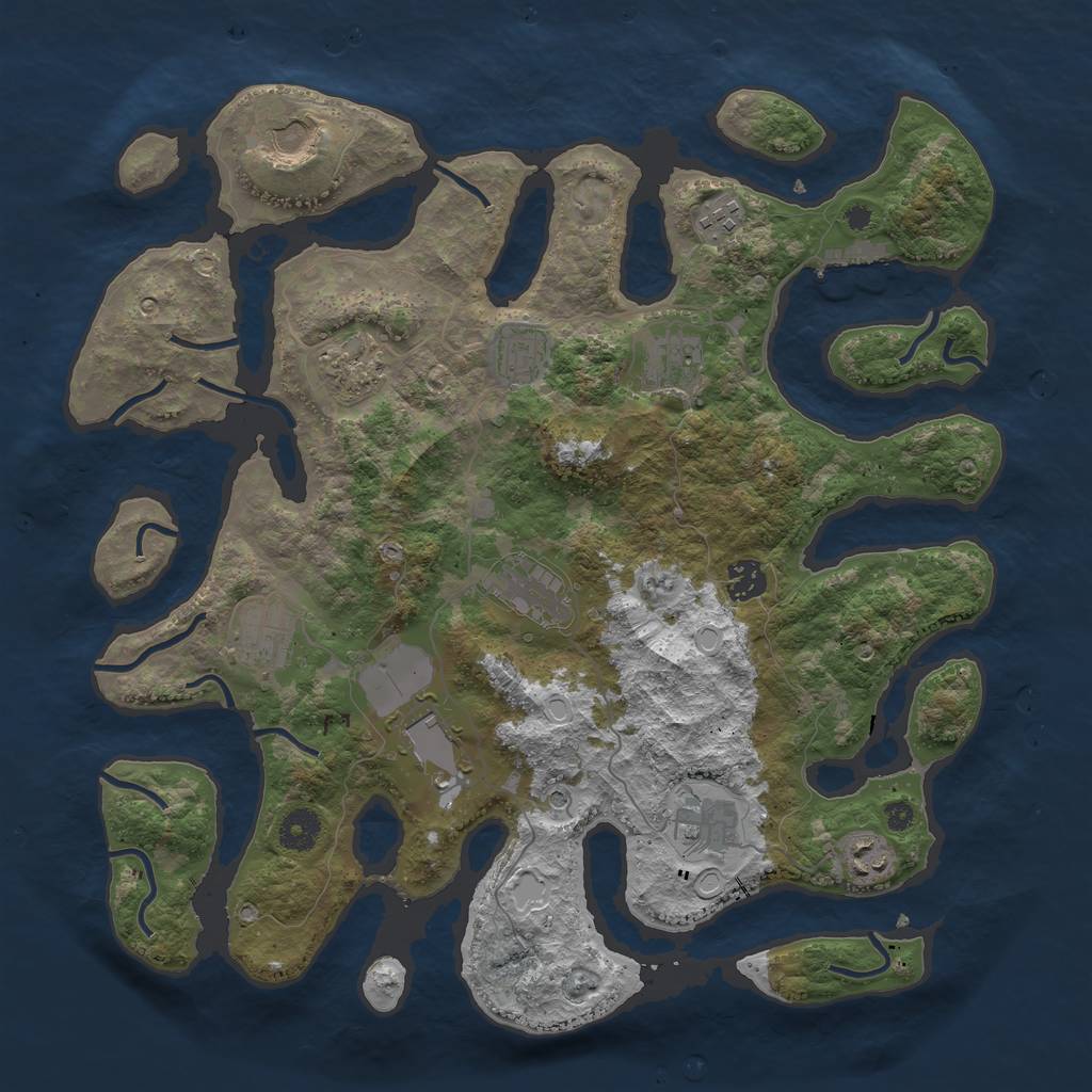 Rust Map: Procedural Map, Size: 3900, Seed: 387171424, 21 Monuments