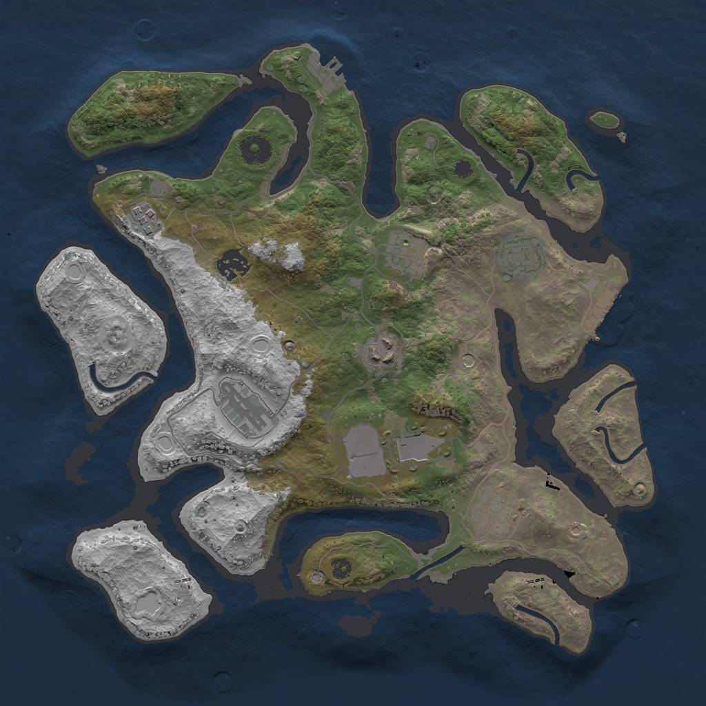 Rust Map: Procedural Map, Size: 3500, Seed: 1780420007, 19 Monuments