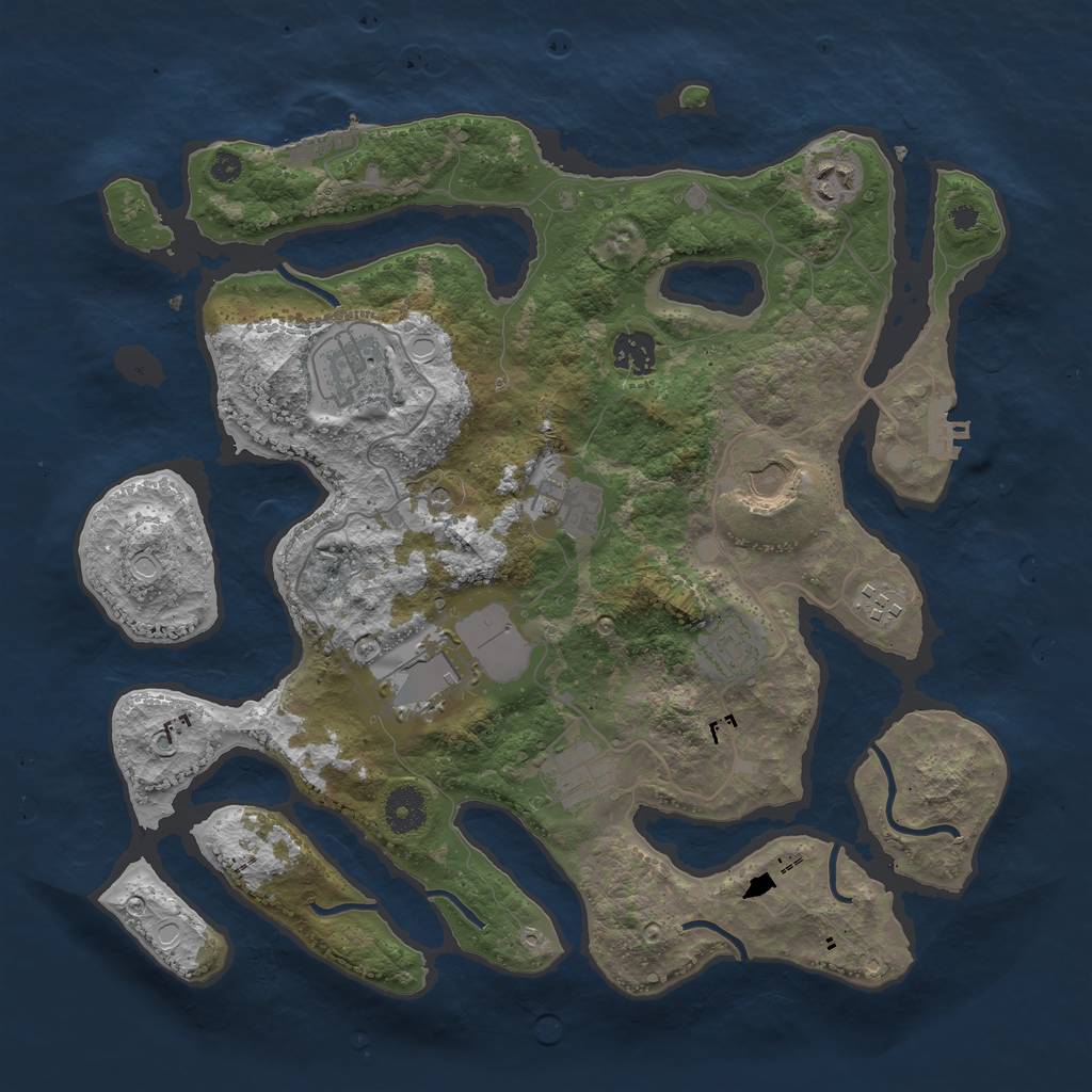 Rust Map: Procedural Map, Size: 3700, Seed: 703482061, 20 Monuments