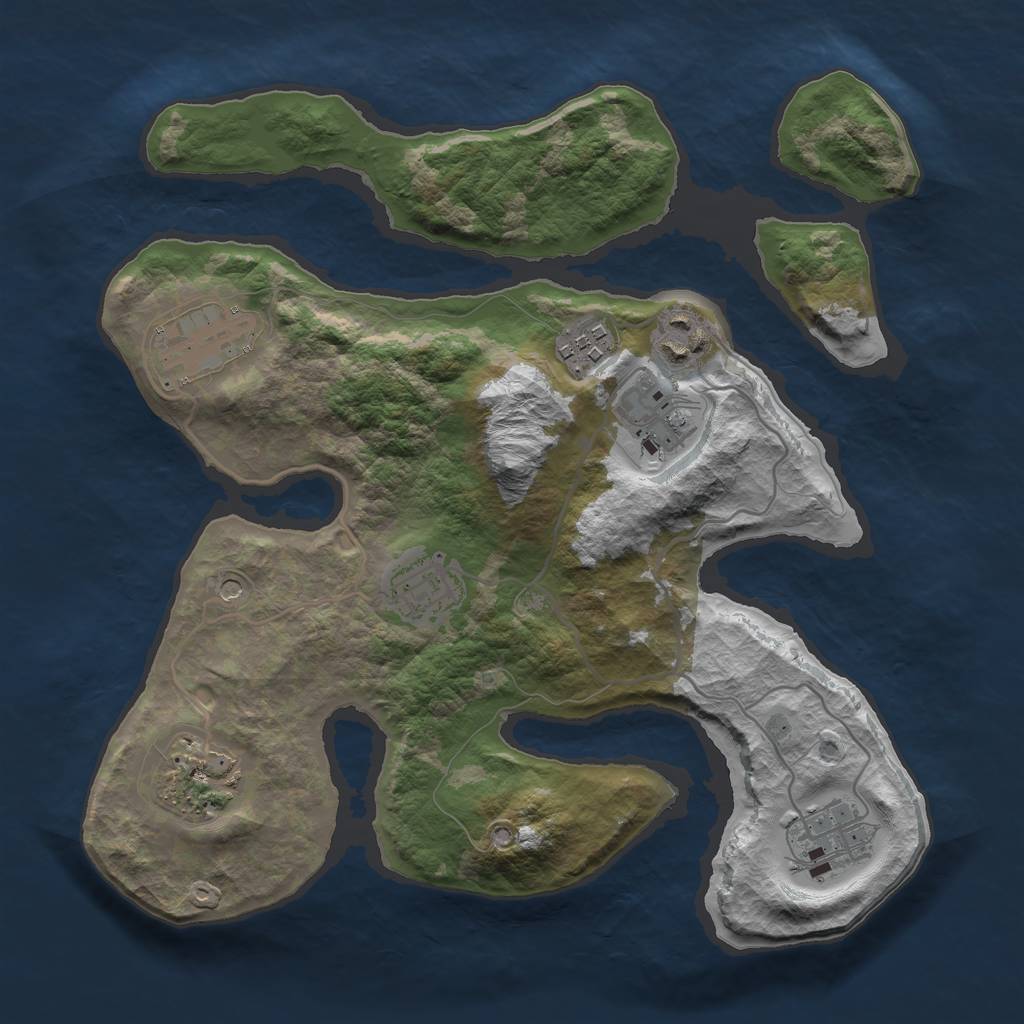 Rust Map: Barren, Size: 3000, Seed: 64535656, 10 Monuments