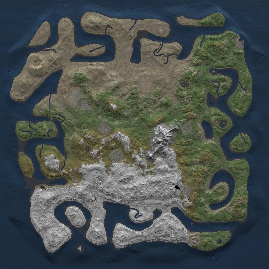 Rust Map: Procedural Map, Size: 5000, Seed: 1870779482, 22 Monuments