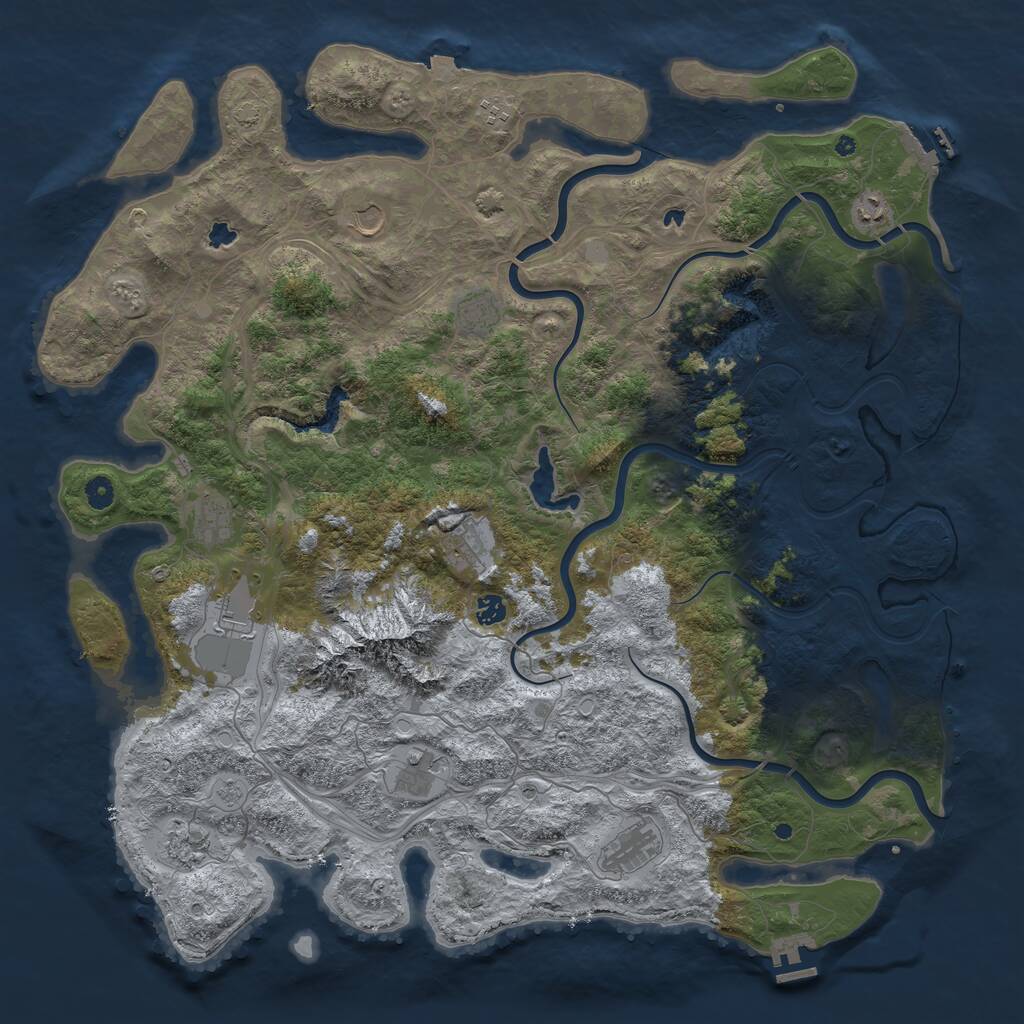 Rust Map: Procedural Map, Size: 5000, Seed: 1870779482, 17 Monuments