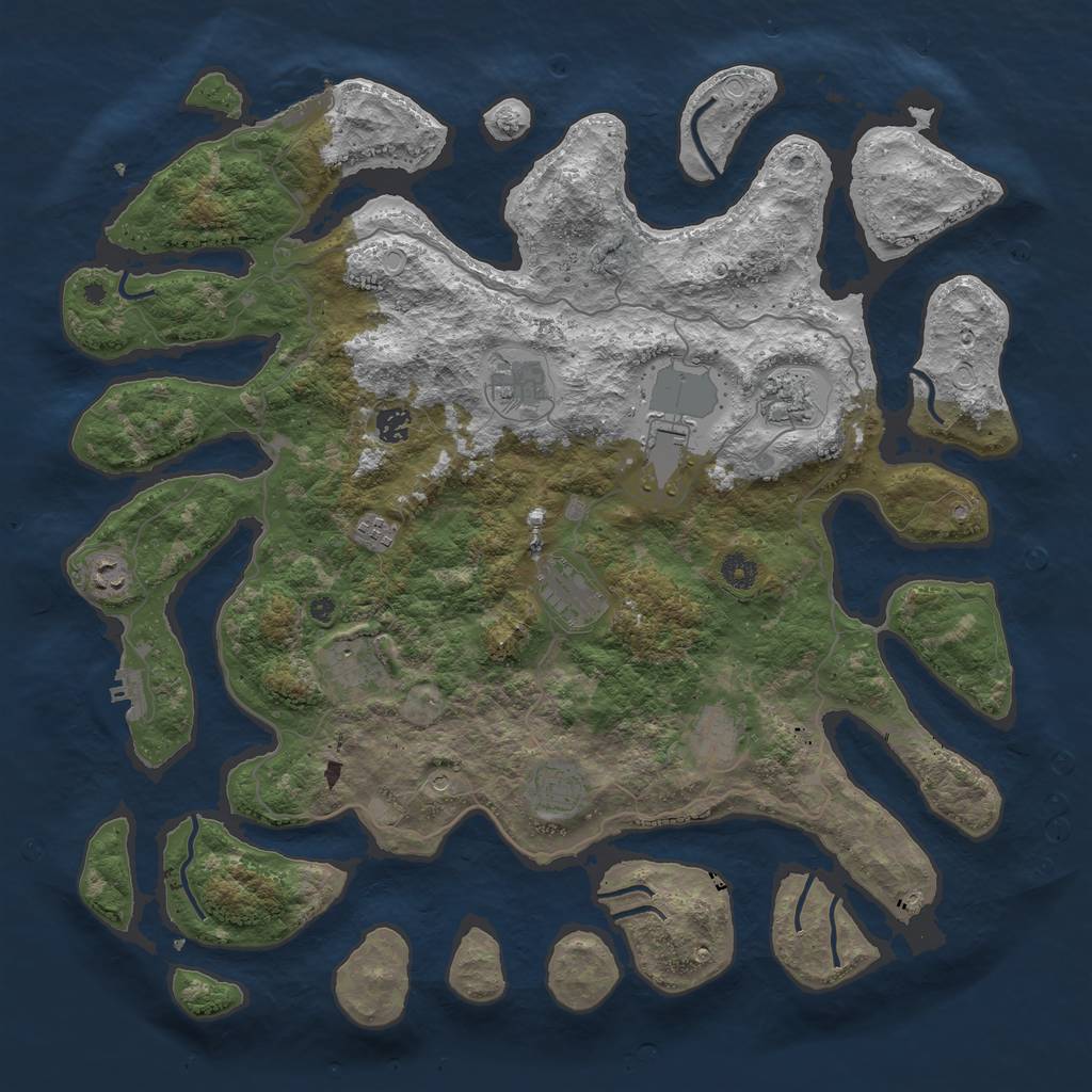 Rust Map: Procedural Map, Size: 4500, Seed: 564653151, 21 Monuments