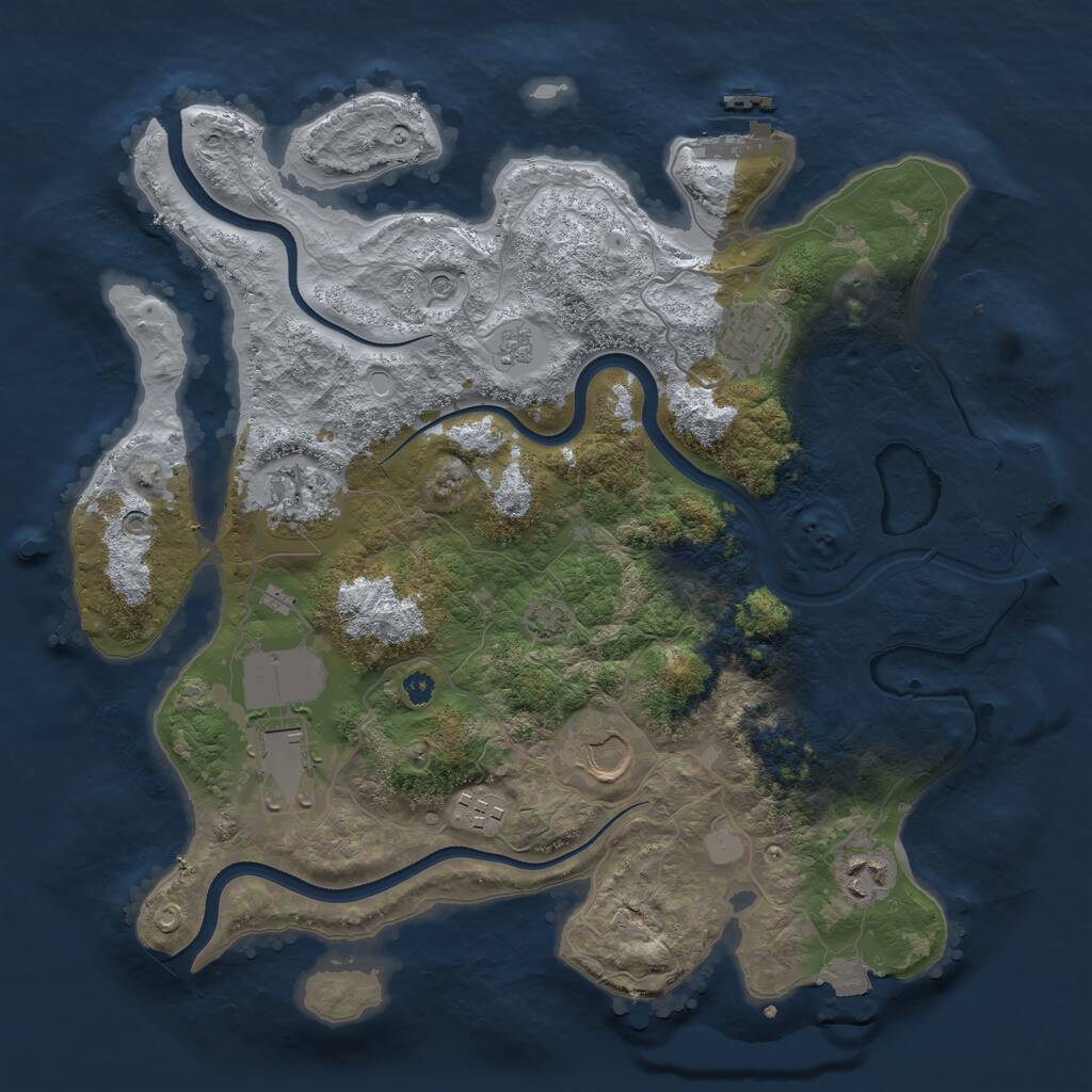 Rust Map: Procedural Map, Size: 3500, Seed: 443807012, 12 Monuments
