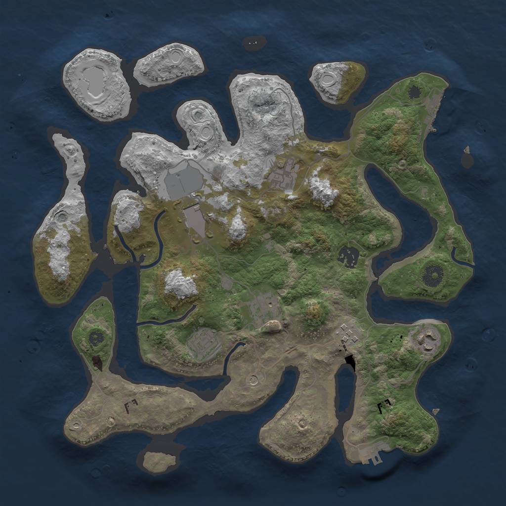 Rust Map: Procedural Map, Size: 3500, Seed: 443807012, 18 Monuments