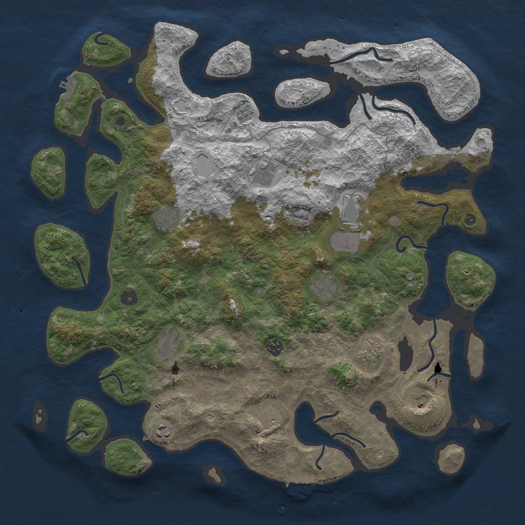 Rust Map: Procedural Map, Size: 4800, Seed: 1938465, 22 Monuments
