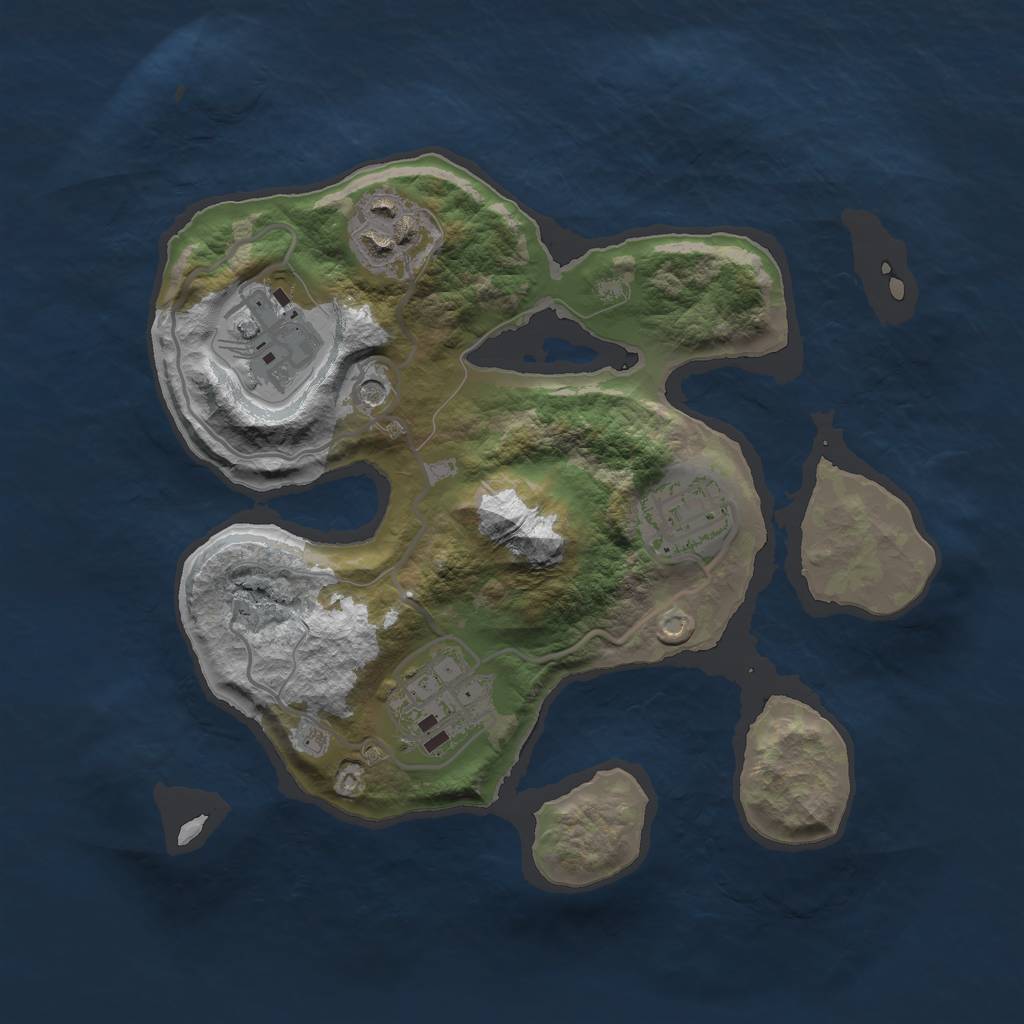 Rust Map: Barren, Size: 2500, Seed: 3330, 7 Monuments