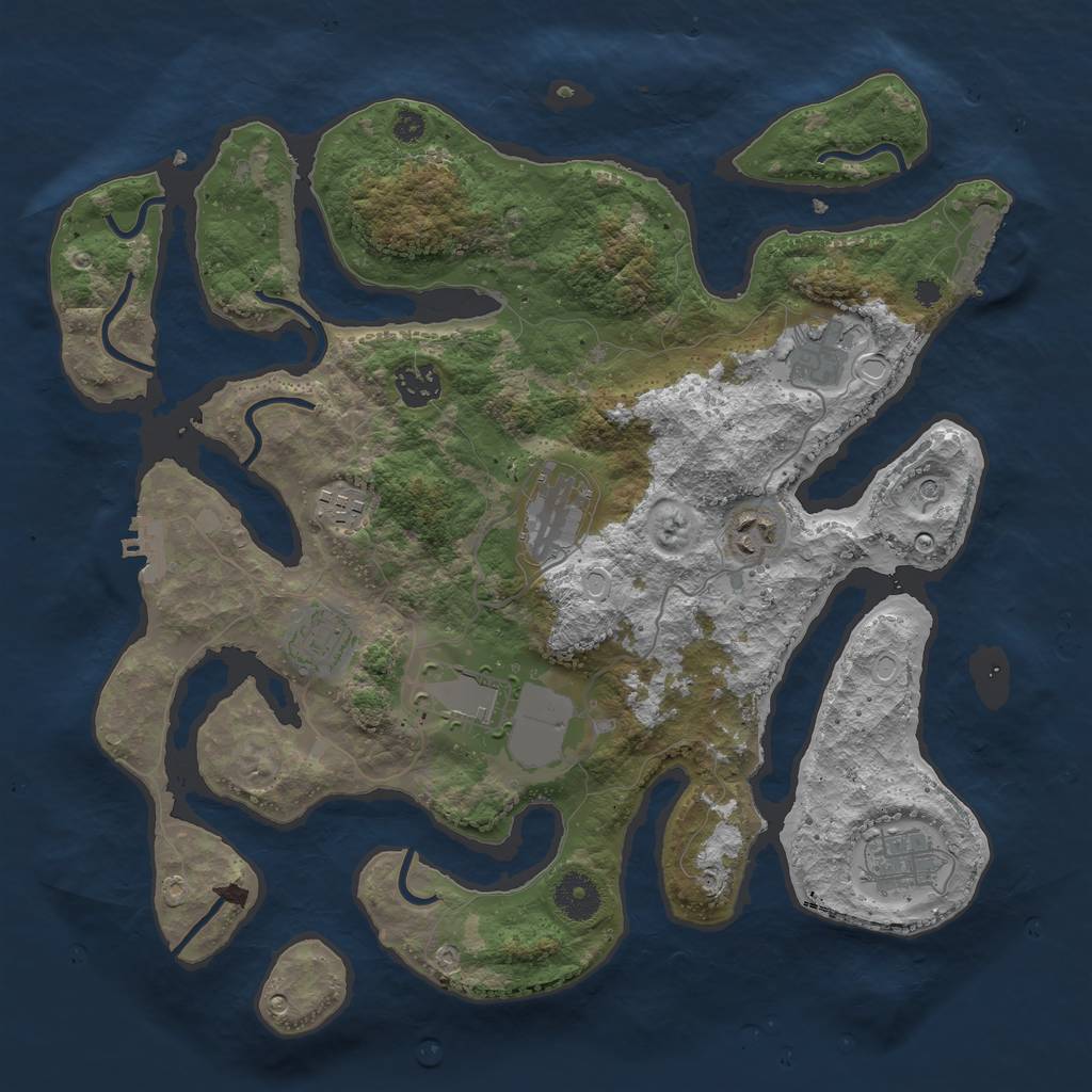 Rust Map: Procedural Map, Size: 3600, Seed: 1487242585, 19 Monuments