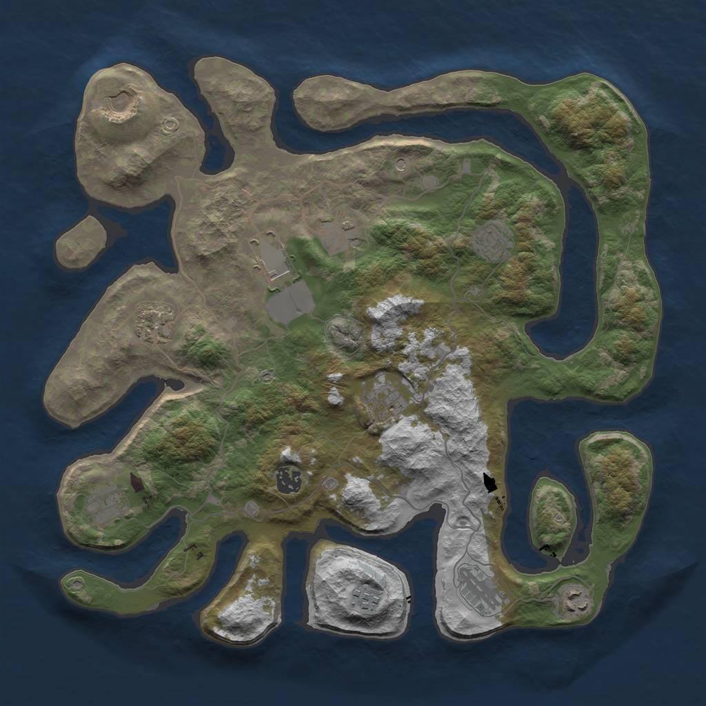 Rust Map: Barren, Size: 4000, Seed: 853957649, 14 Monuments