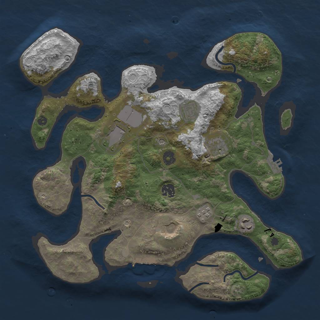 Rust Map: Procedural Map, Size: 3500, Seed: 93854, 18 Monuments