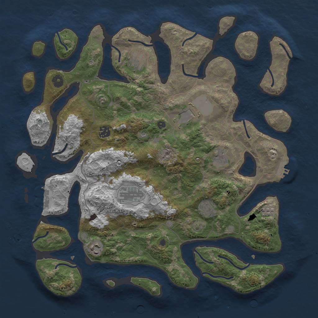 Rust Map: Procedural Map, Size: 4000, Seed: 7942208, 19 Monuments