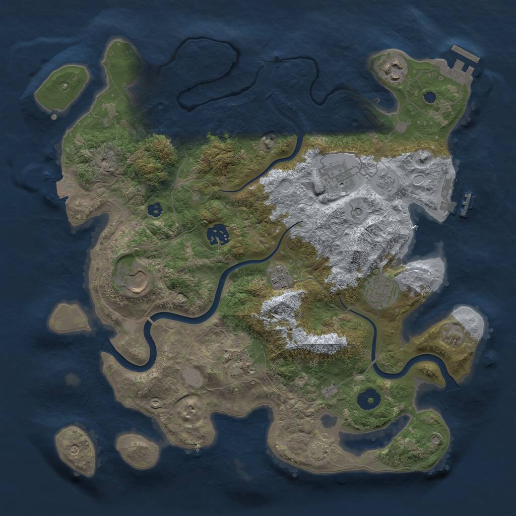 Rust Map: Procedural Map, Size: 3500, Seed: 20210811, 13 Monuments