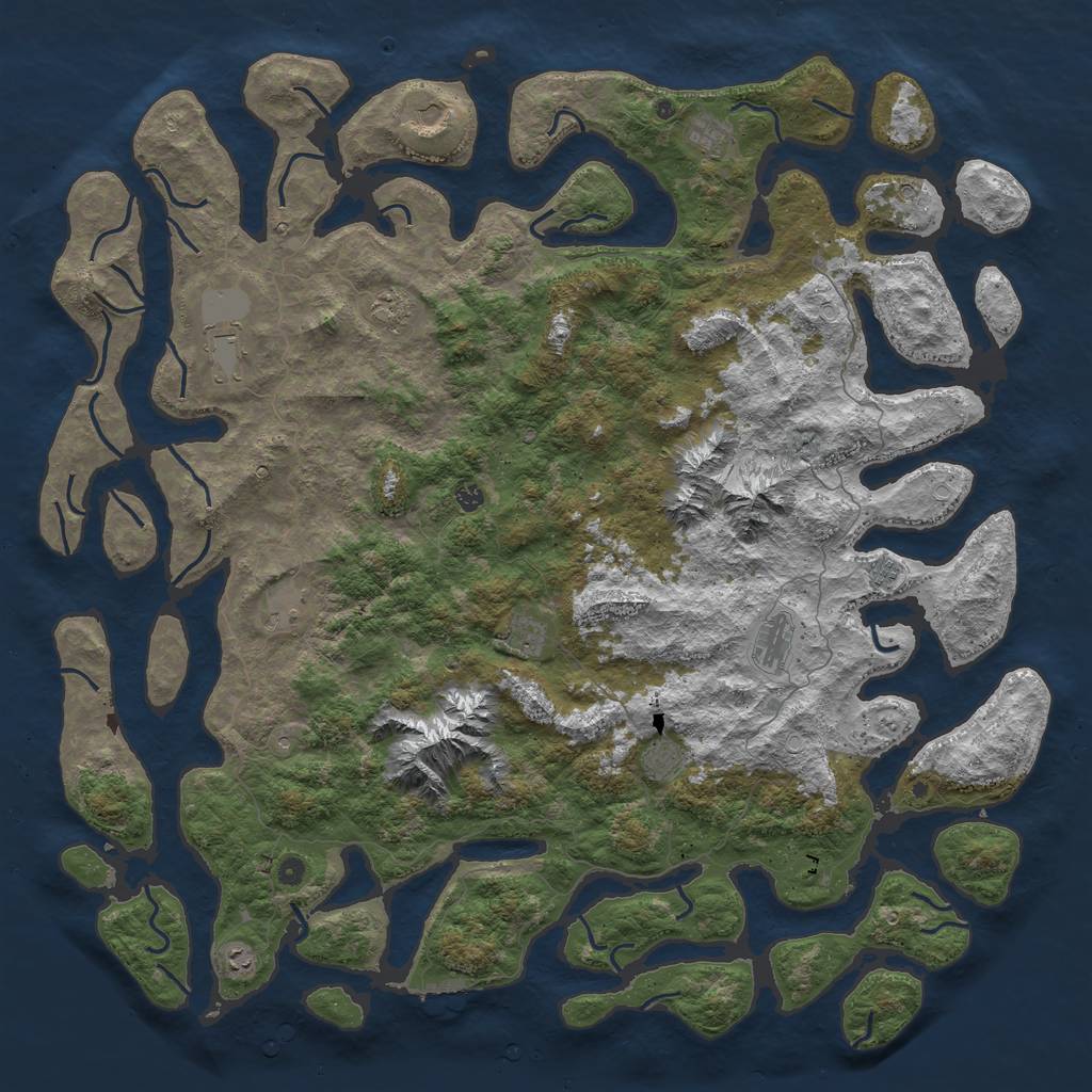 Rust Map: Procedural Map, Size: 6000, Seed: 5243, 21 Monuments