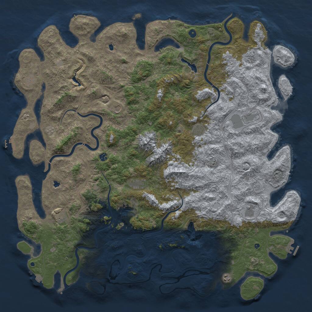 Rust Map: Procedural Map, Size: 6000, Seed: 5243, 17 Monuments