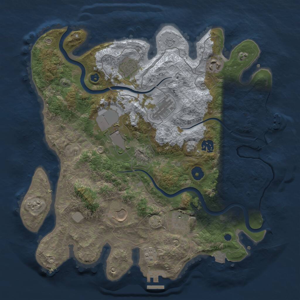 Rust Map: Procedural Map, Size: 3500, Seed: 42959, 14 Monuments