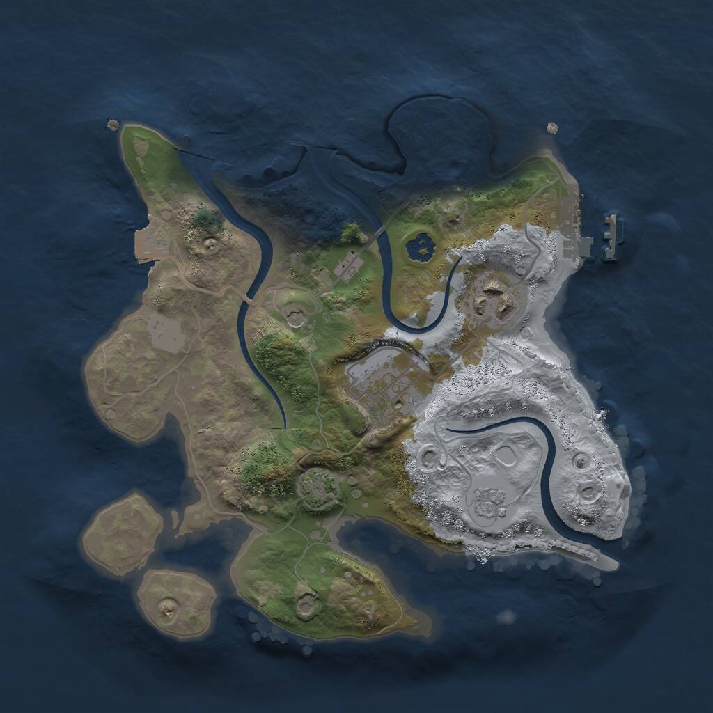 Rust Map: Procedural Map, Size: 2500, Seed: 3234933, 7 Monuments