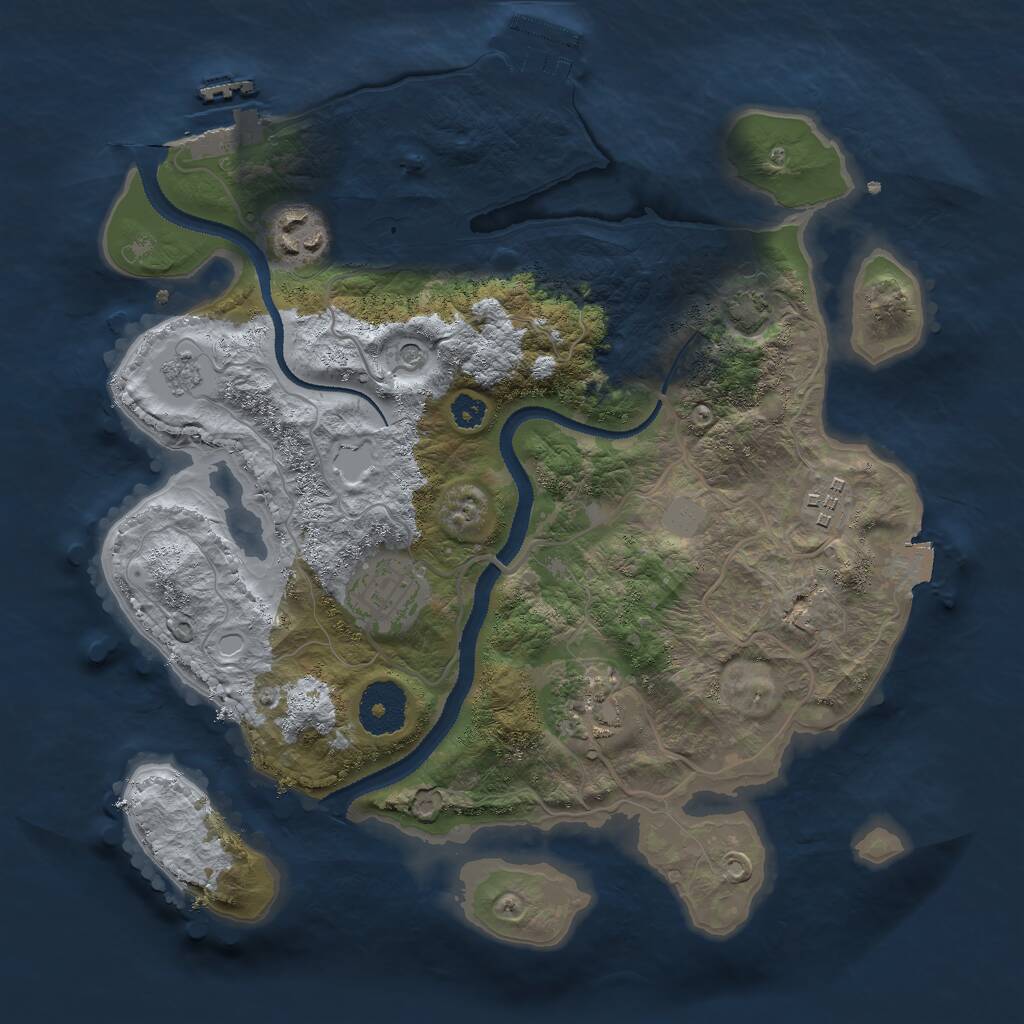 Rust Map: Procedural Map, Size: 3000, Seed: 2359876, 10 Monuments