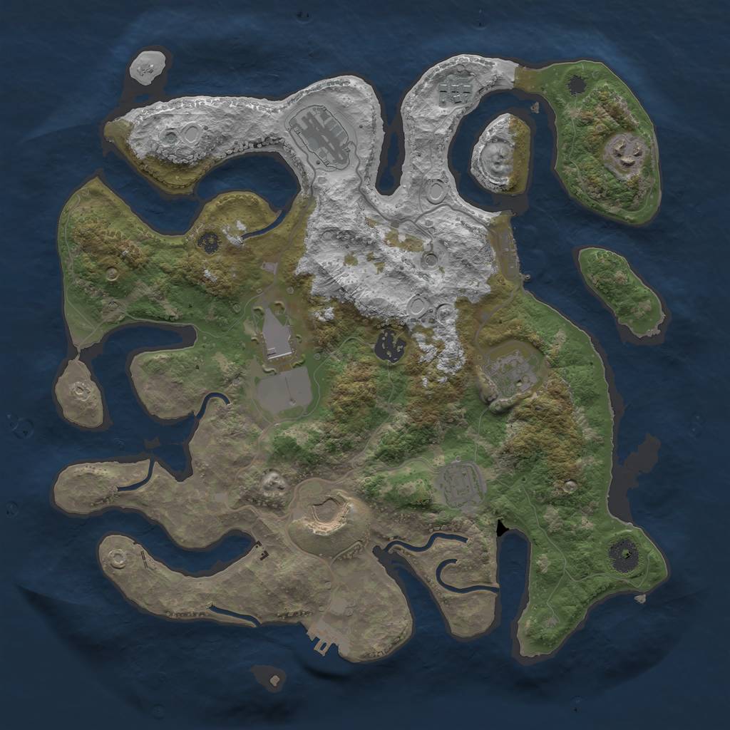 Rust Map: Procedural Map, Size: 3500, Seed: 65710713, 19 Monuments