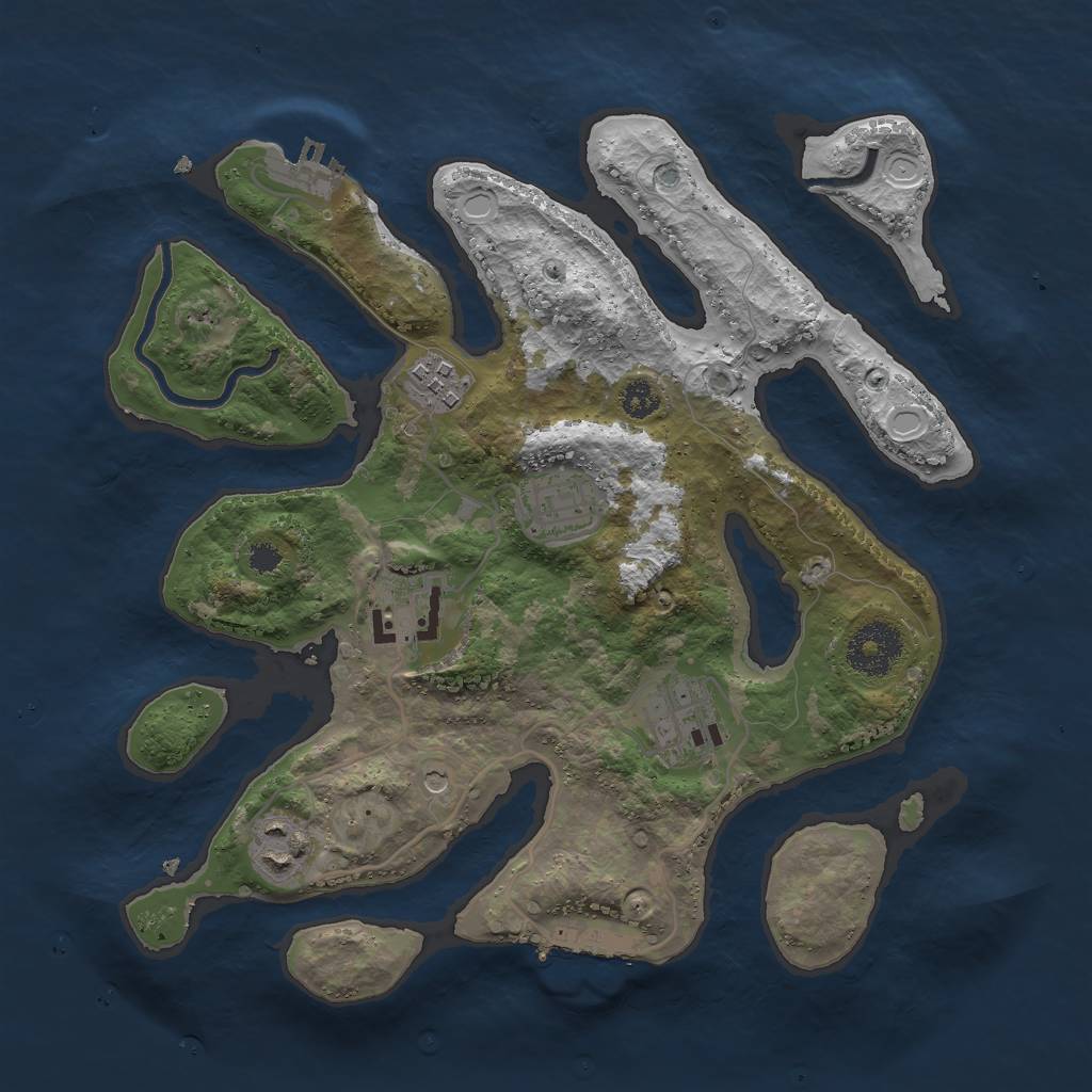 Rust Map: Procedural Map, Size: 3000, Seed: 1203657230, 16 Monuments