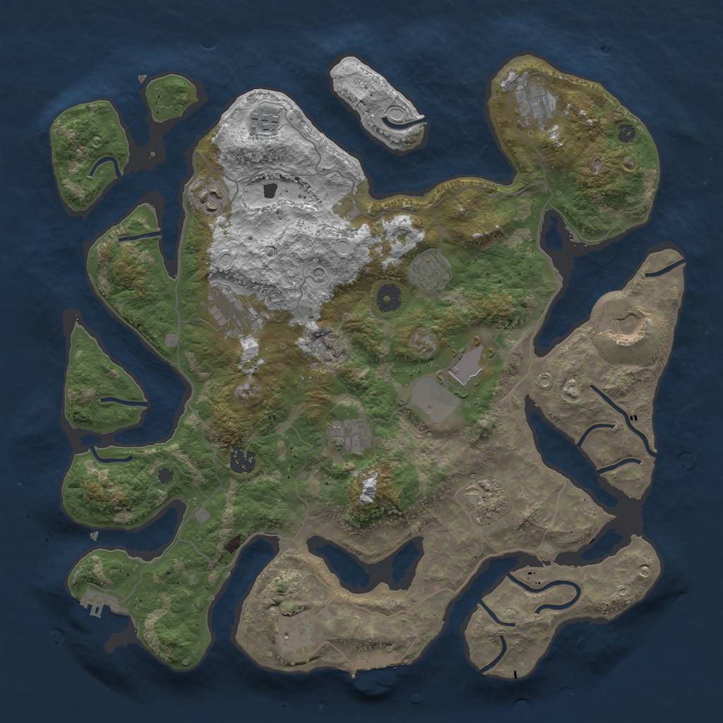 Rust Map: Procedural Map, Size: 4050, Seed: 1896465564, 22 Monuments