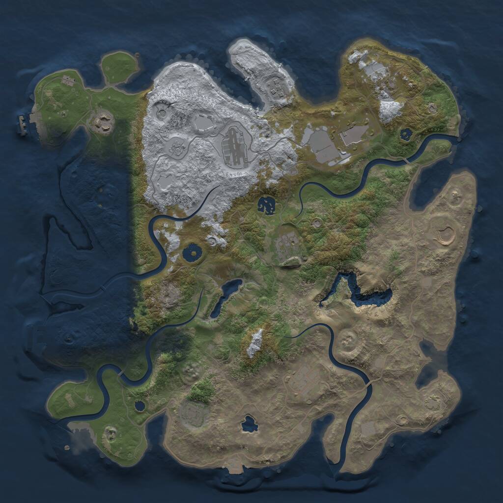 Rust Map: Procedural Map, Size: 4050, Seed: 1896465564, 16 Monuments