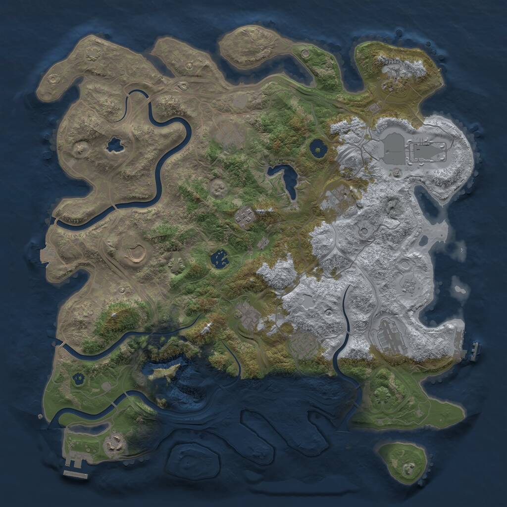 Rust Map: Procedural Map, Size: 4250, Seed: 1195726146, 17 Monuments