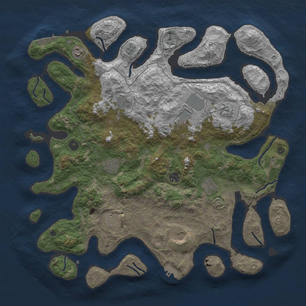 Rust Map: Procedural Map, Size: 4500, Seed: 24306, 21 Monuments