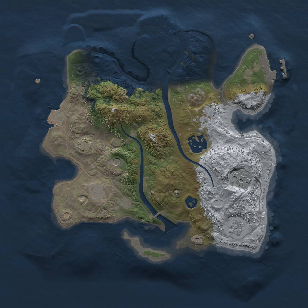 Rust Map: Procedural Map, Size: 2500, Seed: 205346372, 8 Monuments