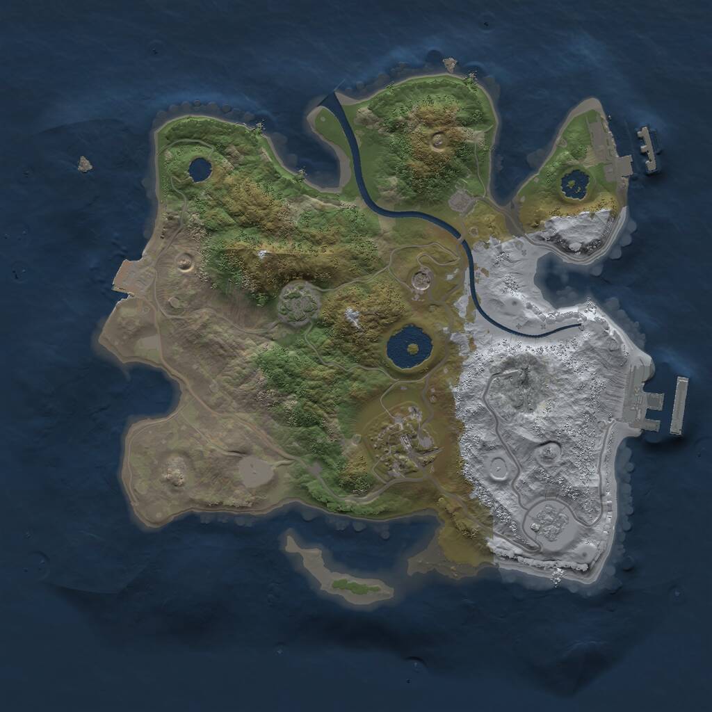 Rust Map: Procedural Map, Size: 2500, Seed: 205346372, 7 Monuments