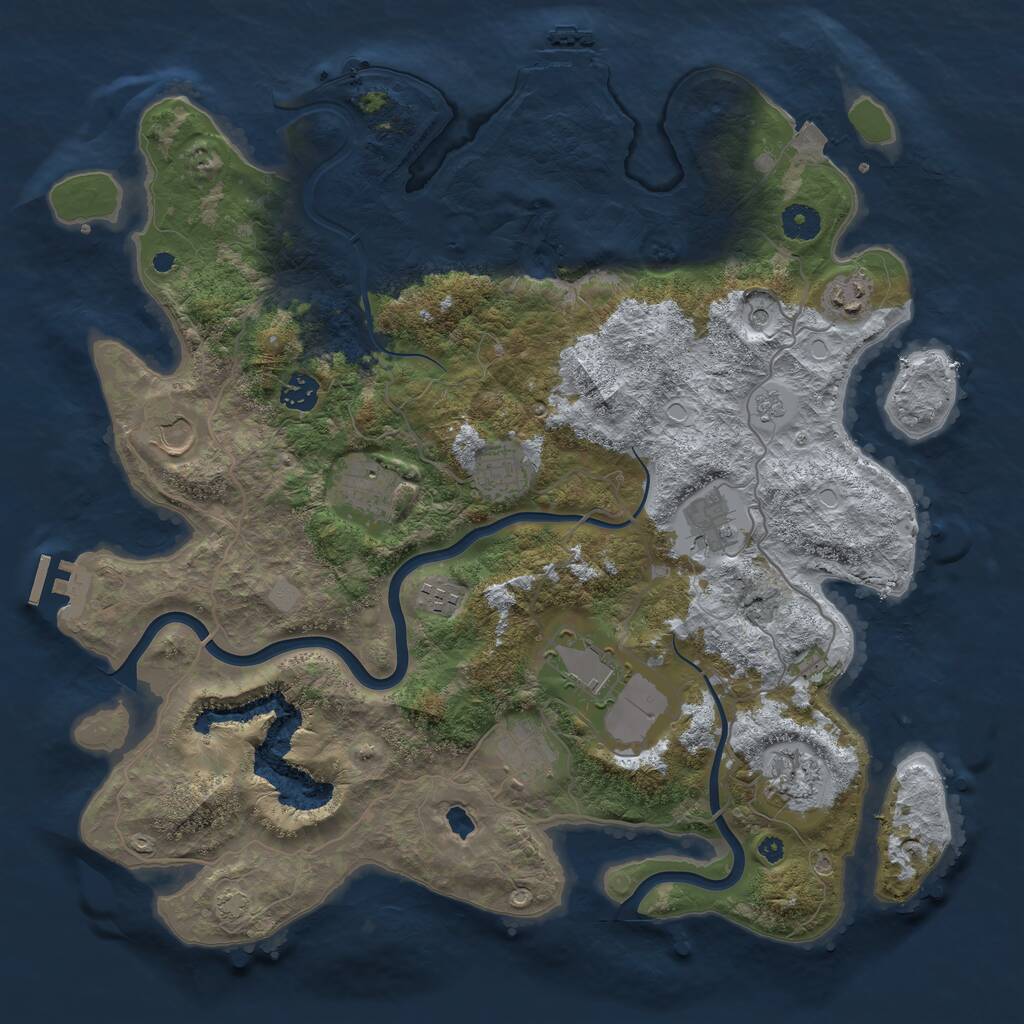 Rust Map: Procedural Map, Size: 4050, Seed: 2323, 16 Monuments