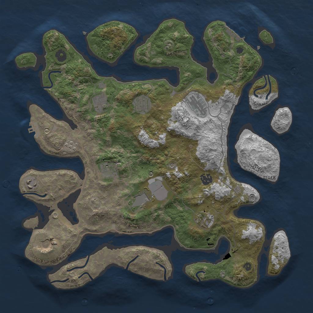 Rust Map: Procedural Map, Size: 4050, Seed: 2323, 21 Monuments