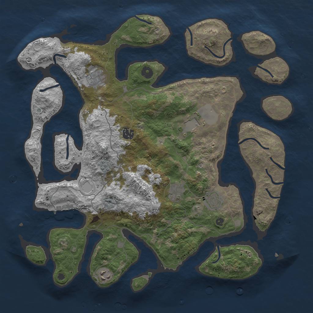 Rust Map: Procedural Map, Size: 4000, Seed: 44378532, 17 Monuments