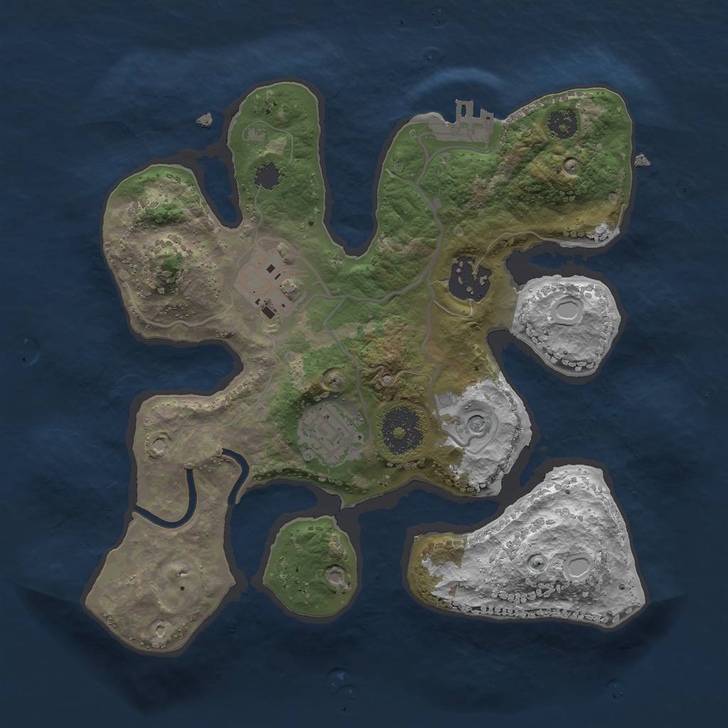 Rust Map: Procedural Map, Size: 2500, Seed: 6999, 13 Monuments