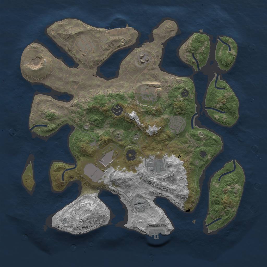 Rust Map: Procedural Map, Size: 3600, Seed: 1041569985, 19 Monuments