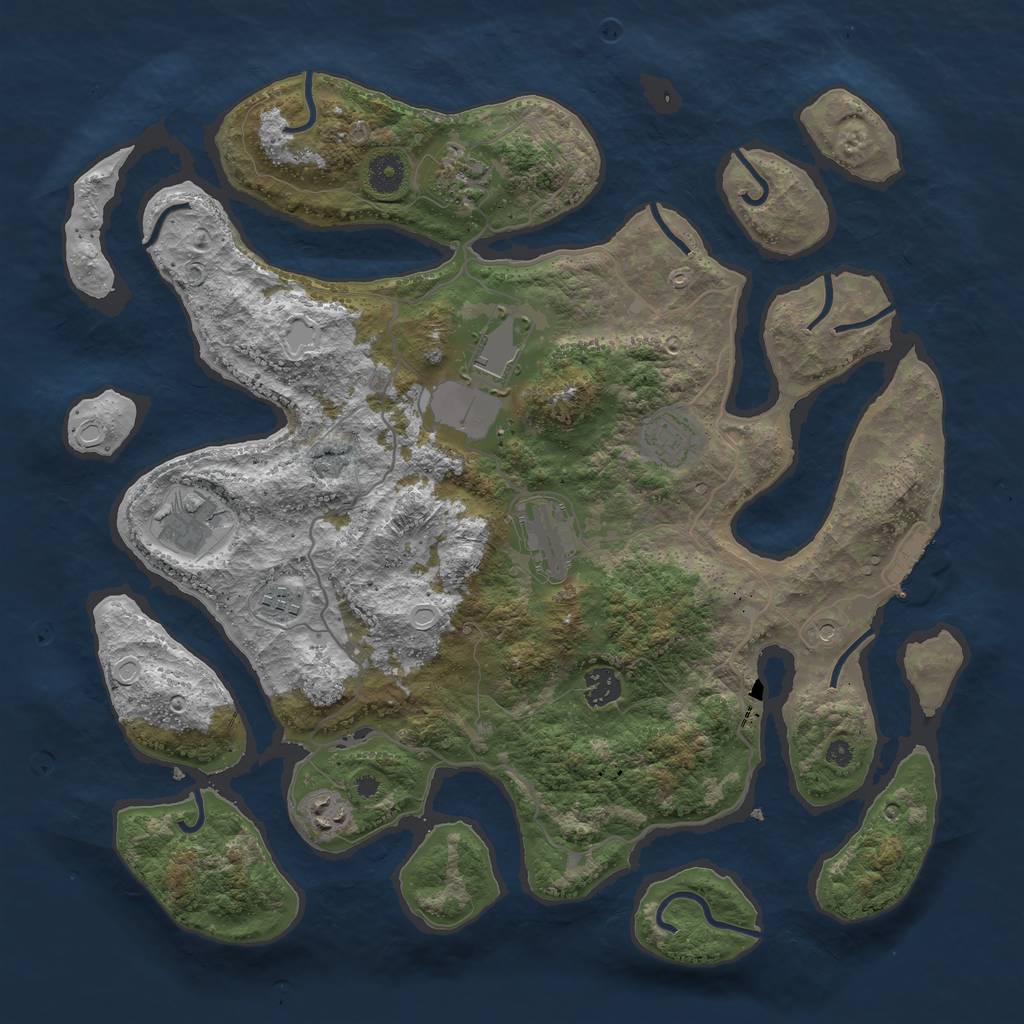 Rust Map: Procedural Map, Size: 4000, Seed: 43529834, 18 Monuments