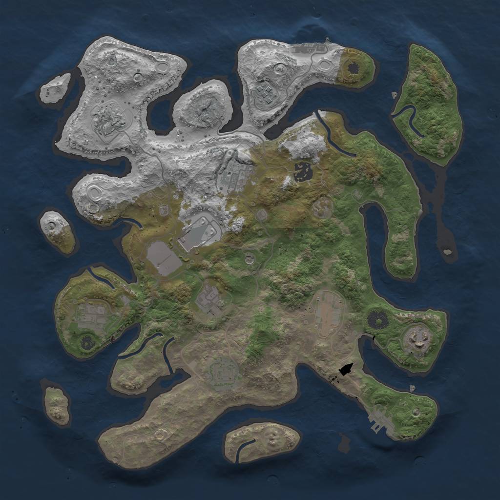 Rust Map: Procedural Map, Size: 3700, Seed: 760932315, 21 Monuments