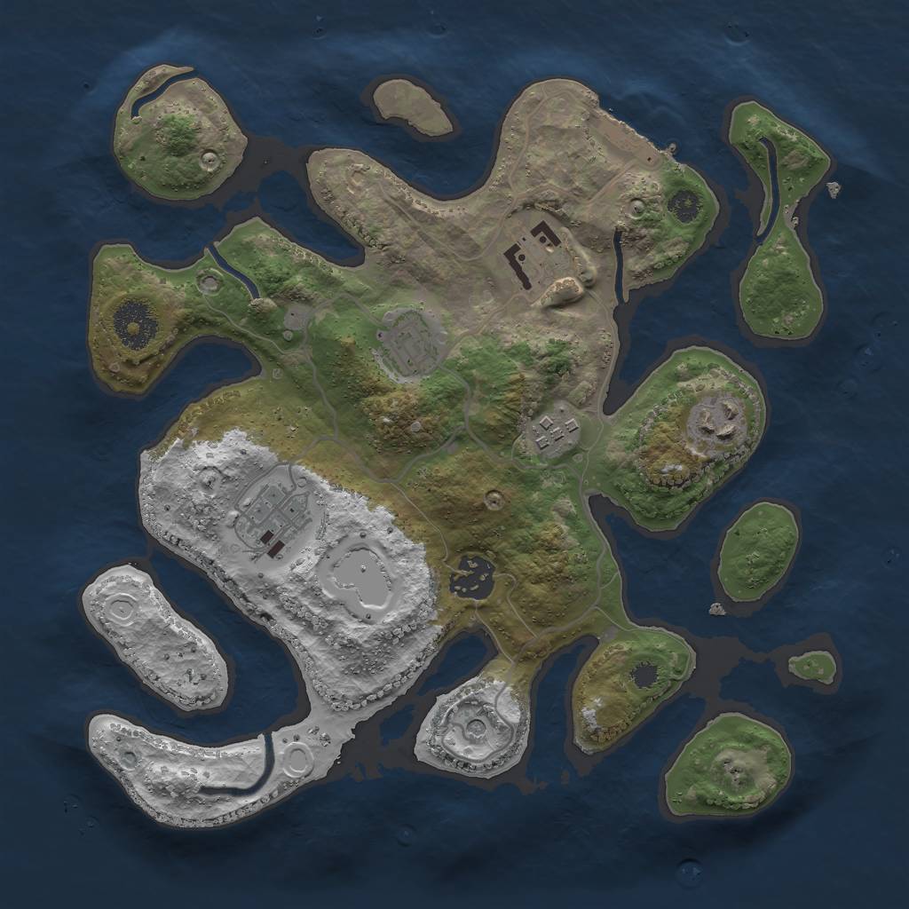 Rust Map: Procedural Map, Size: 3000, Seed: 2110910750, 16 Monuments