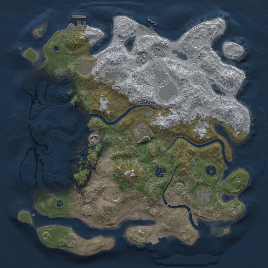 Rust Map: Procedural Map, Size: 3900, Seed: 25437274, 16 Monuments