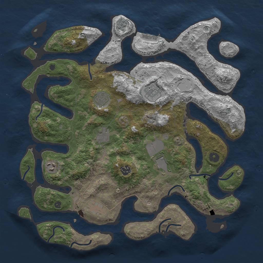 Rust Map: Procedural Map, Size: 3900, Seed: 25437274, 18 Monuments