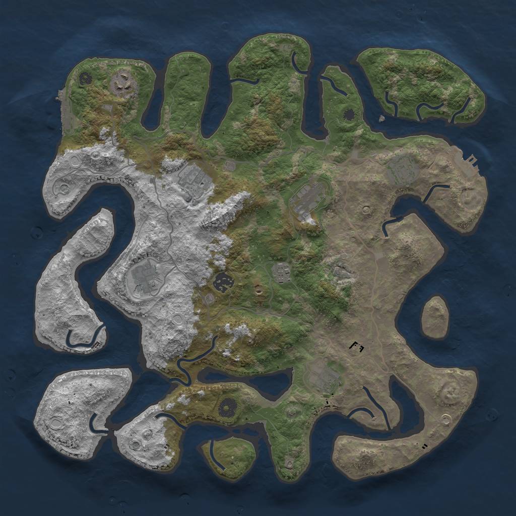 Rust Map: Procedural Map, Size: 4000, Seed: 56943082, 19 Monuments